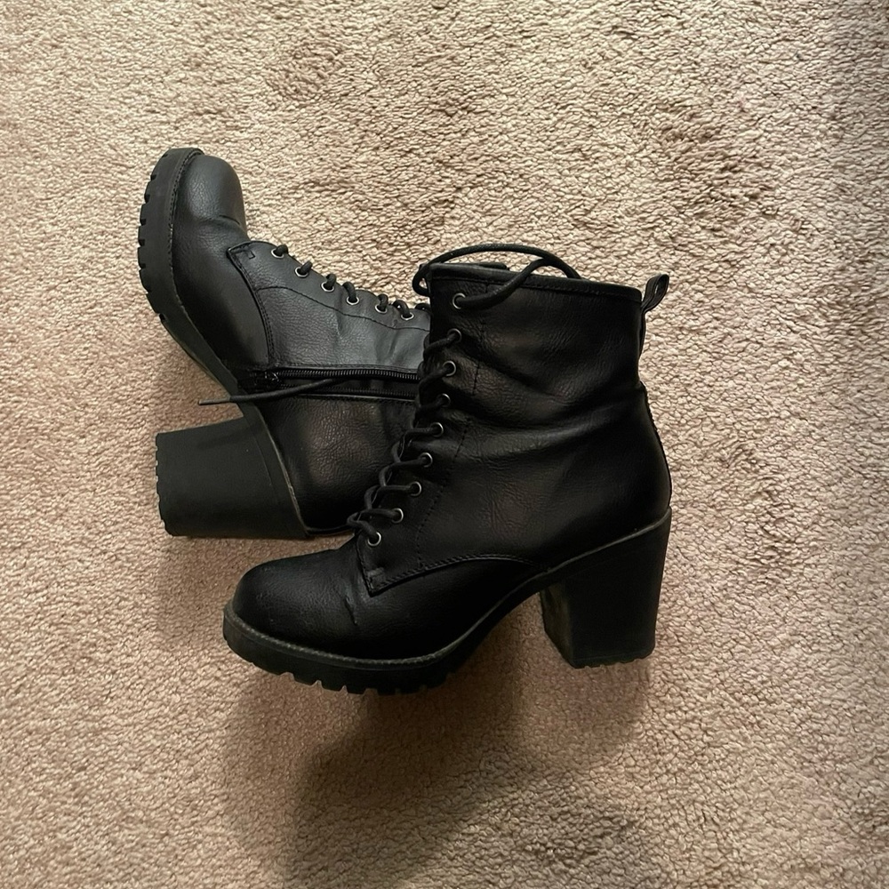 Black Lace-Up Ankle Boots